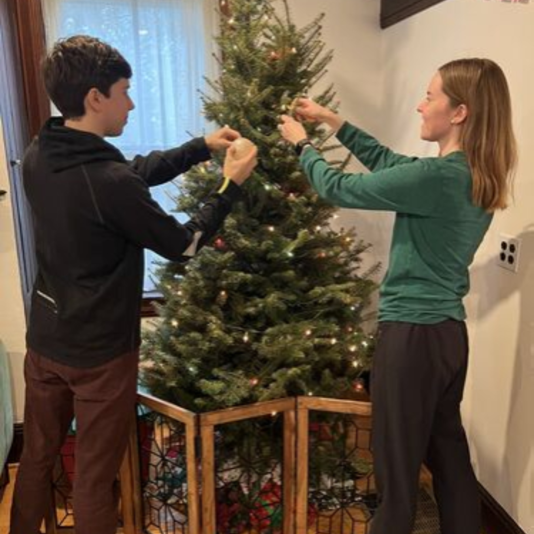 Decorating our Christmas tree